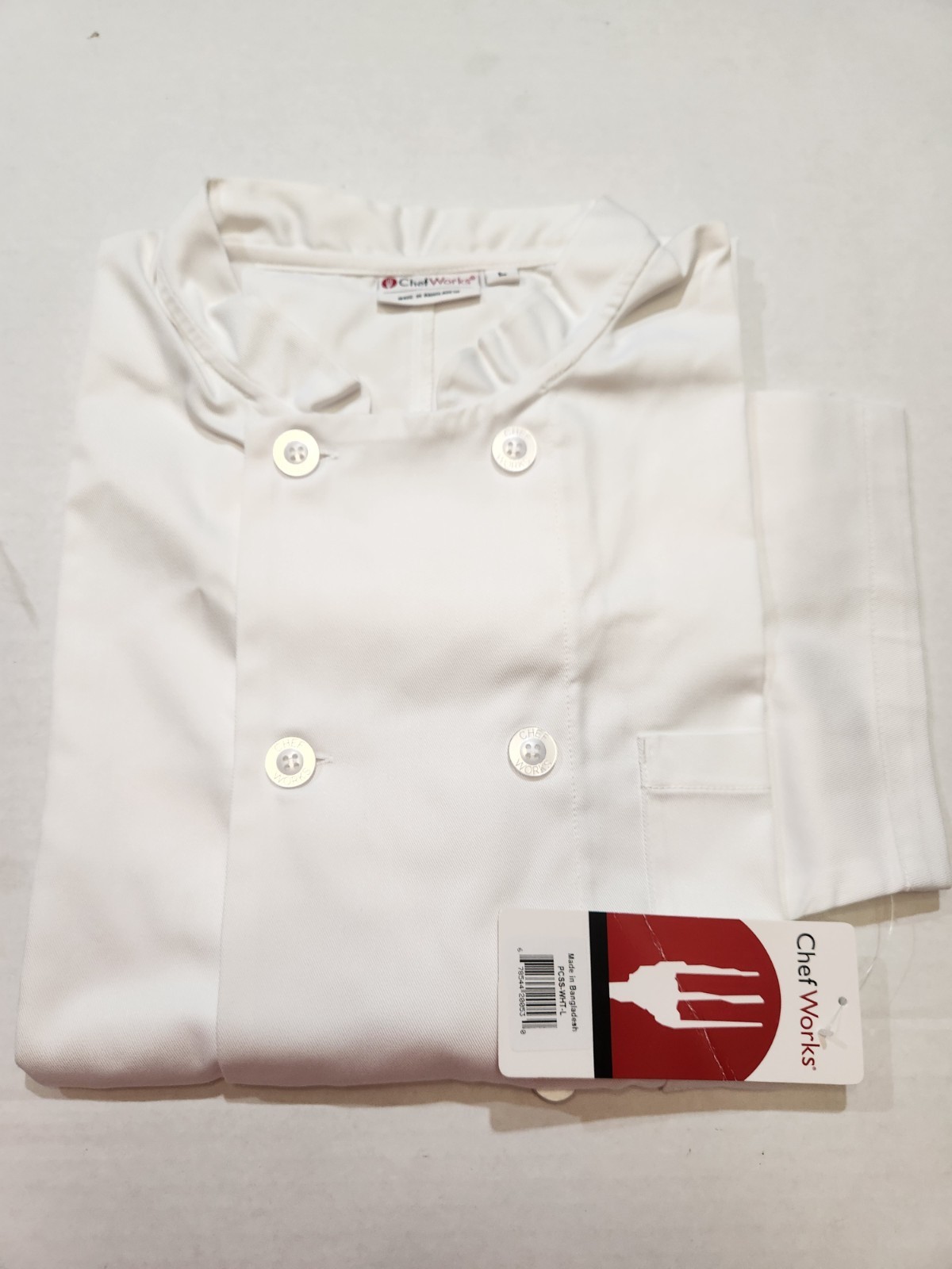Chef Works Double Button Front White Chef's Jacket Shirt L New