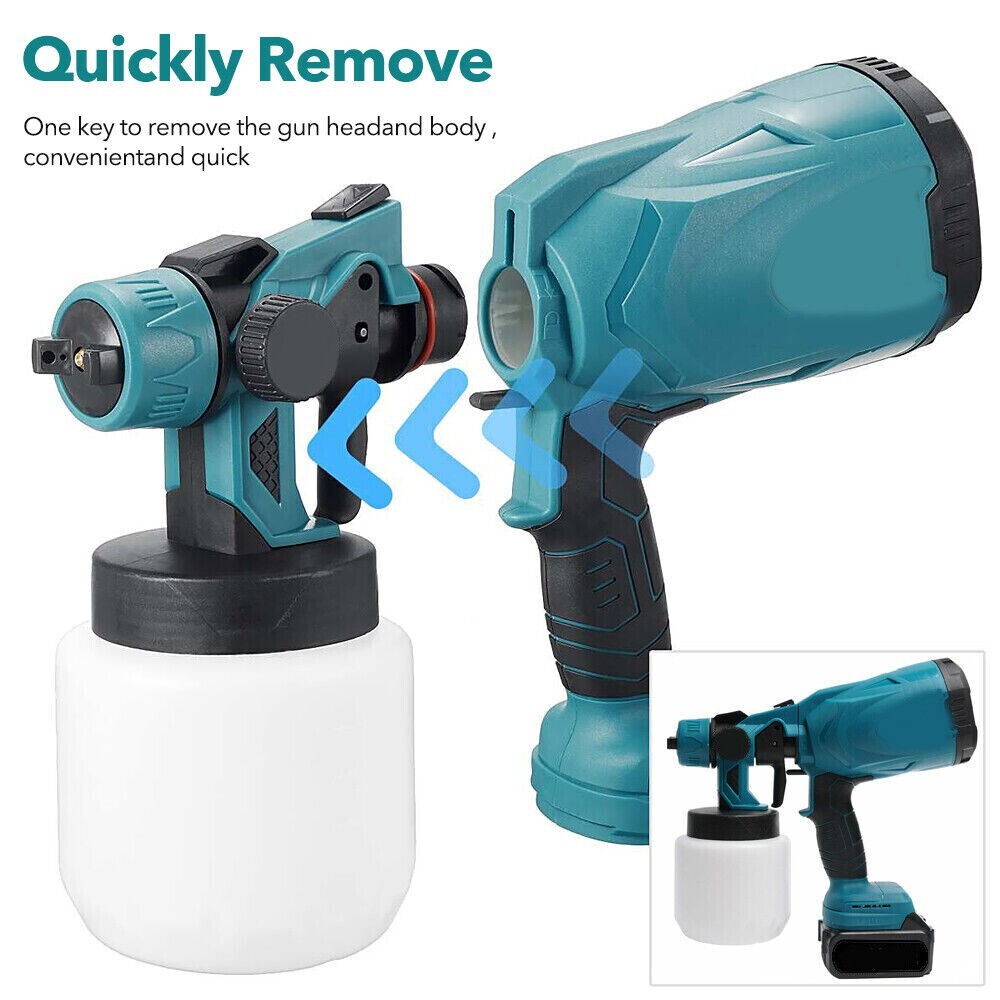 With 2 Batteries High Pressure Cordless Paint Sprayer Electric HVLP Spray Gun US