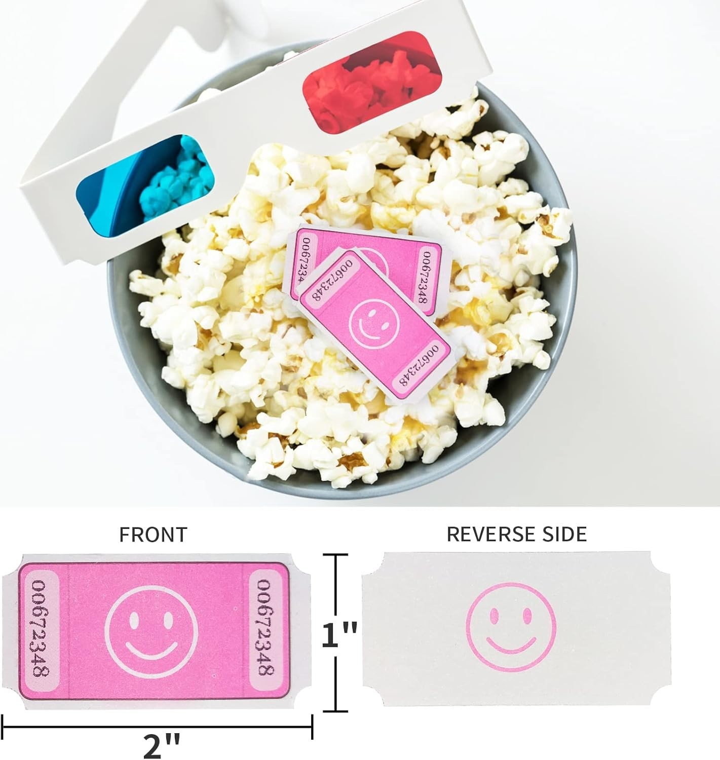 Smiley Face Raffle Tickets - 1000 Pink Perforated Tickets for All Your Events