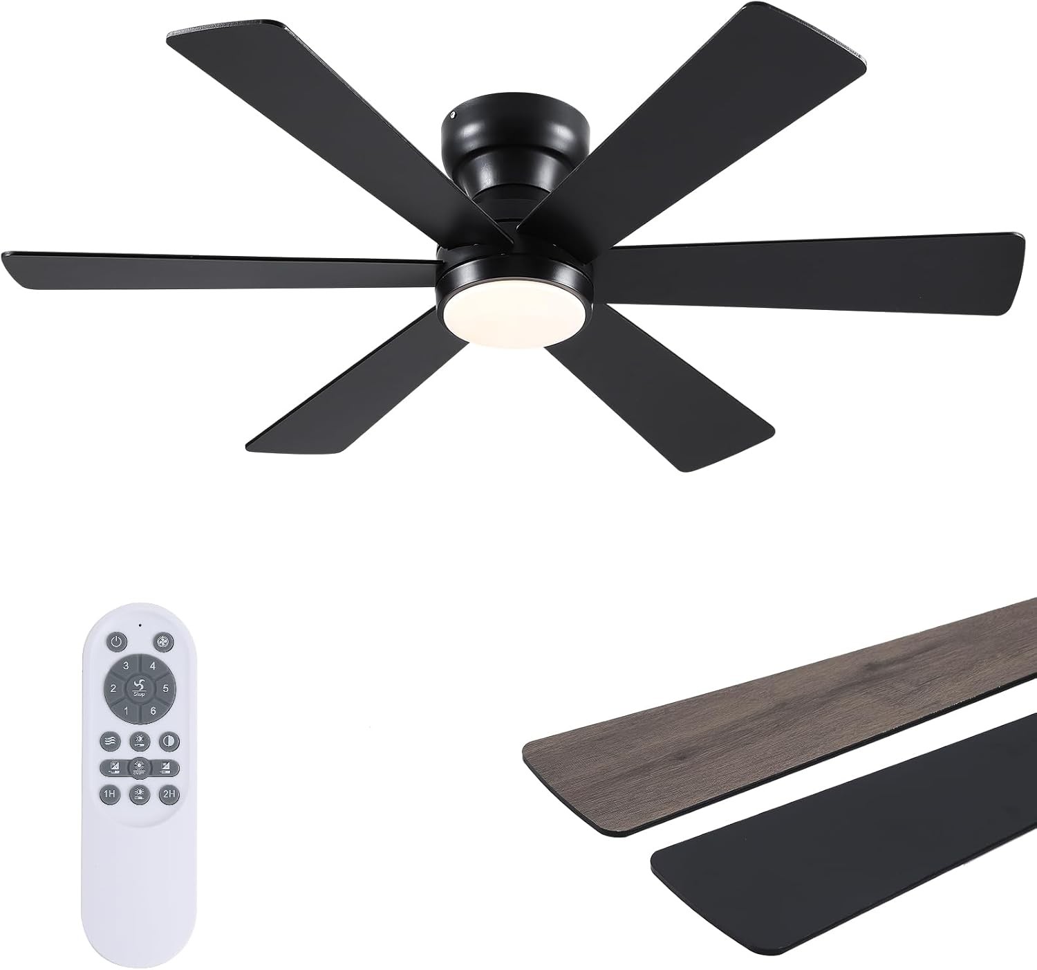 Ceiling Fans with Lights,46" Low Profile Ceiling Fan with Light and Remote
