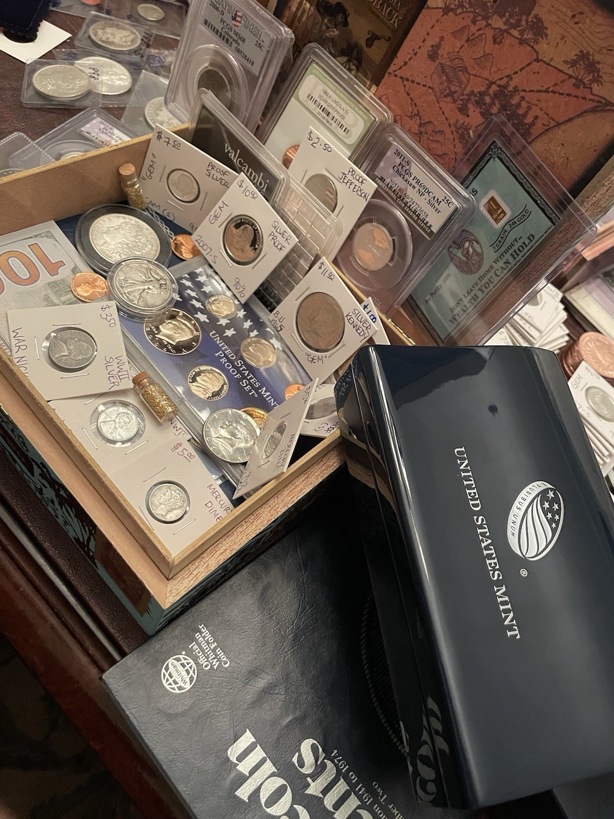 🔥ESTATE SALE Silver Coin & Currency Lot - Silver Gold & CU In Premium Cigar Box