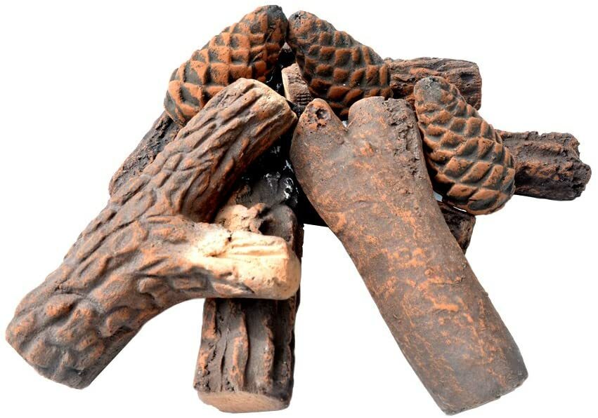 10 Pieces Ceramic Wood Gas Log Set Fireplace Imitation Wood Propane Firepit Logs