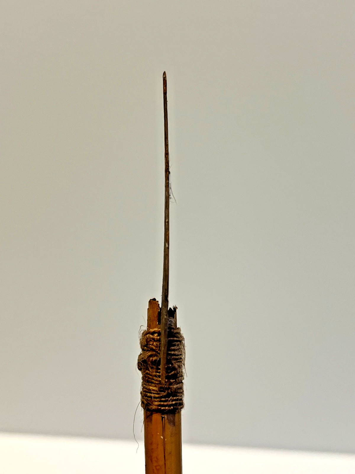 Original Native American Indian Arrow; Metal Tip; Feathers; Sinew; #E9