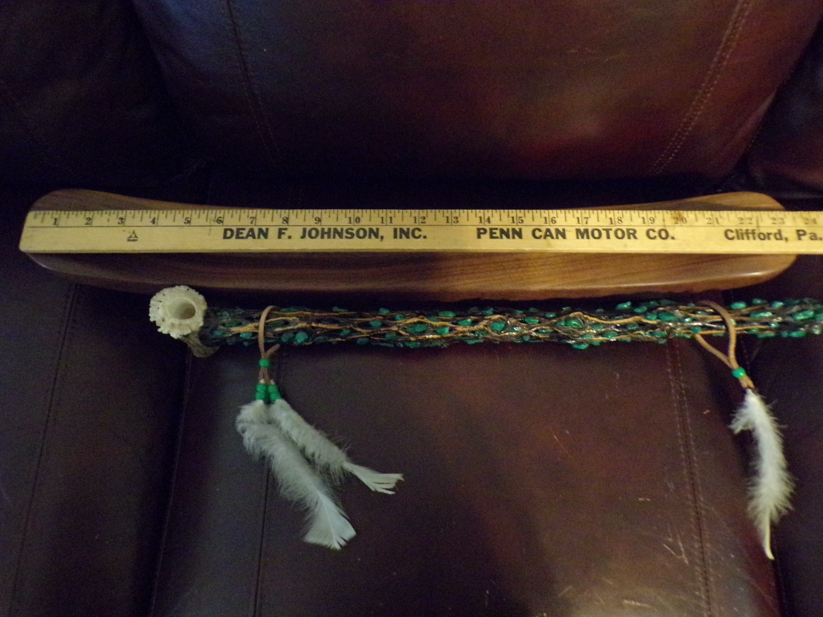 American Indian PEACE PIPE Authentic Native Tribal Ceremonial CACTUS & Turquoise