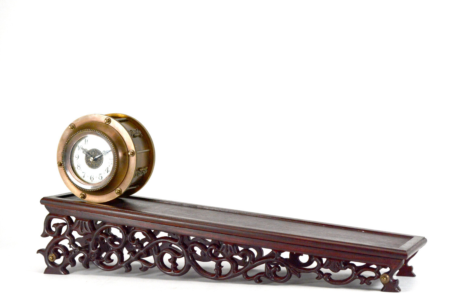 Mystery Gravity Driven Brass Incline Rolling Clock - No Spring or Battery