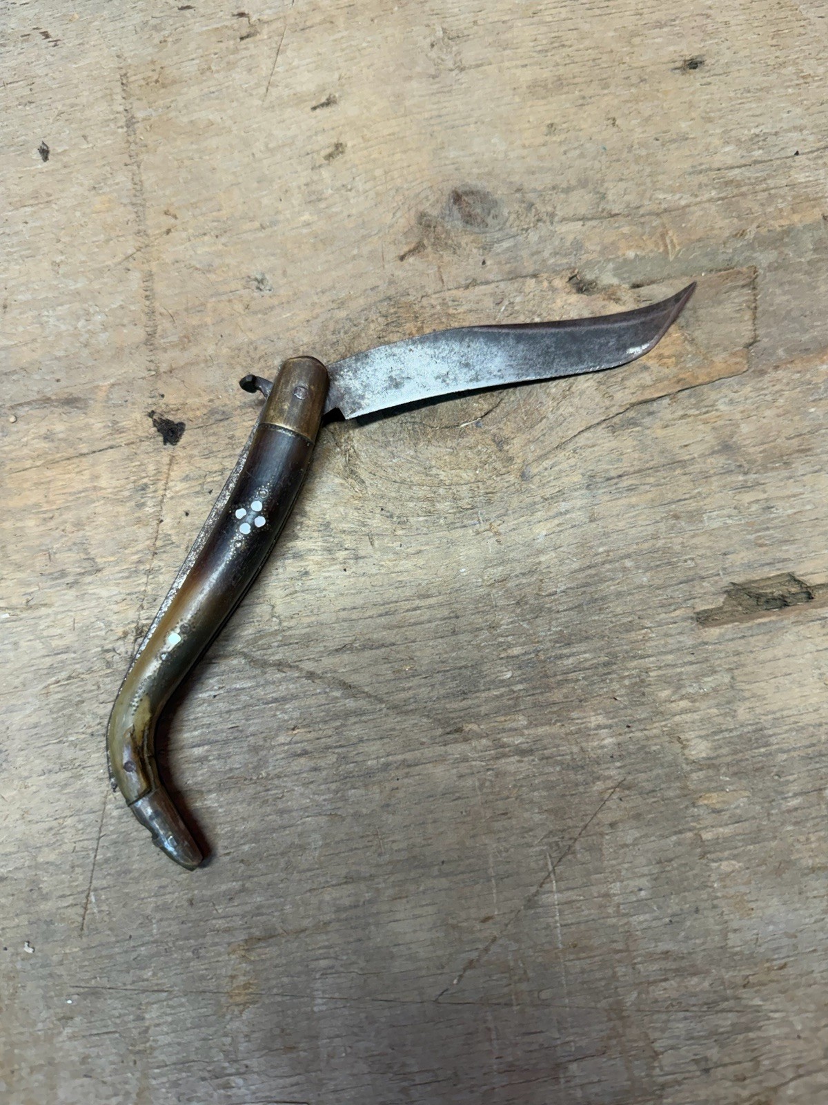 Primitive 1800s 19th Century Forged Native American Navajo Folding Knife