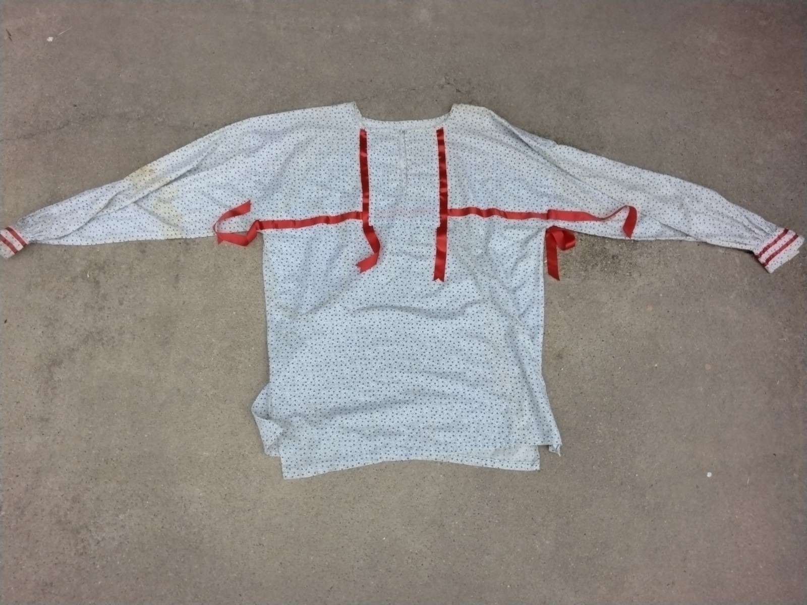 Native American Indian Ceremonial Ribbon White Traditional Dance Shirt Men 2XL