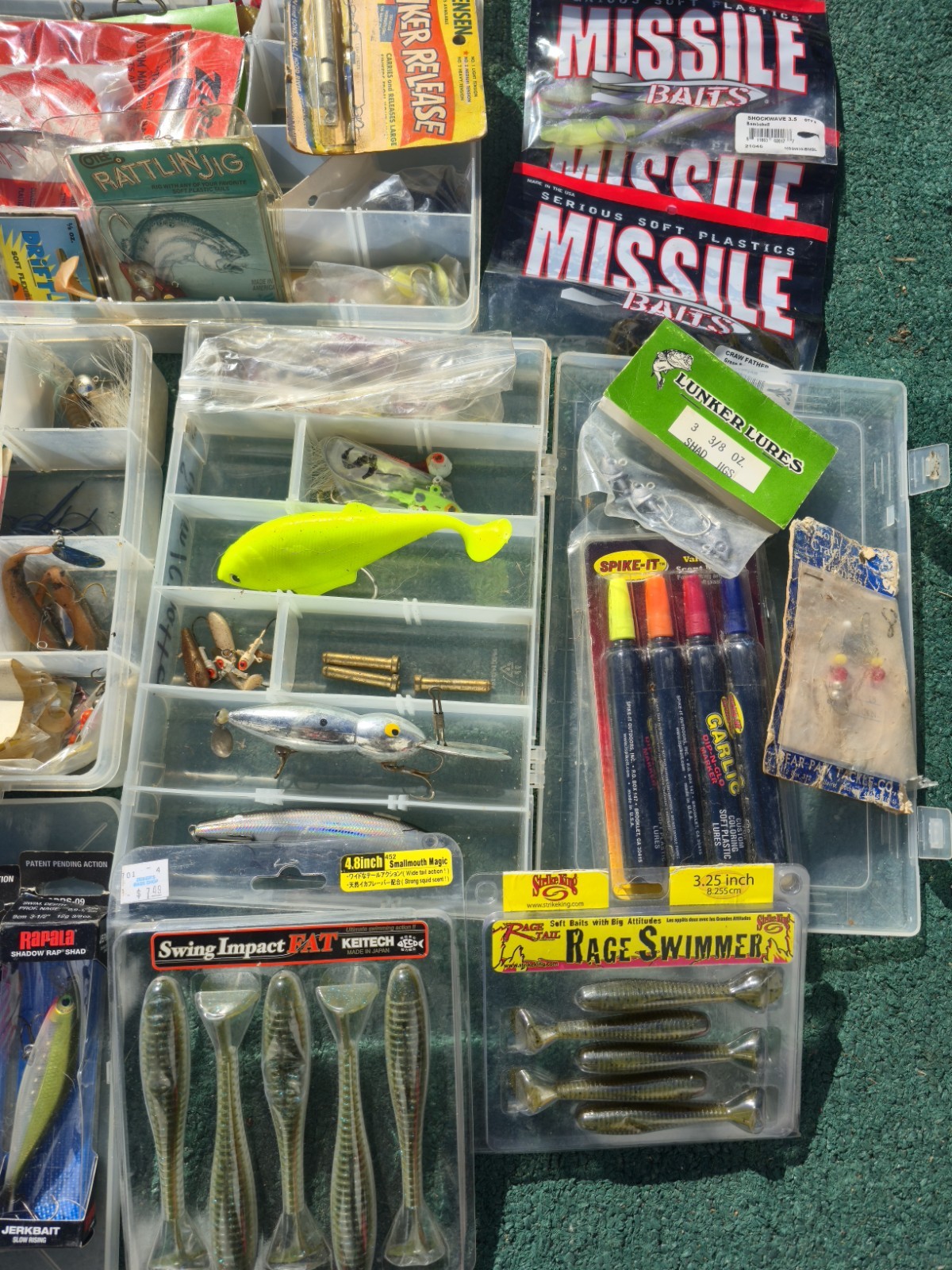 Fishing Tackle Lot Rapala Crankbaits, Worms, Hooks, New & Used Some New Vintage