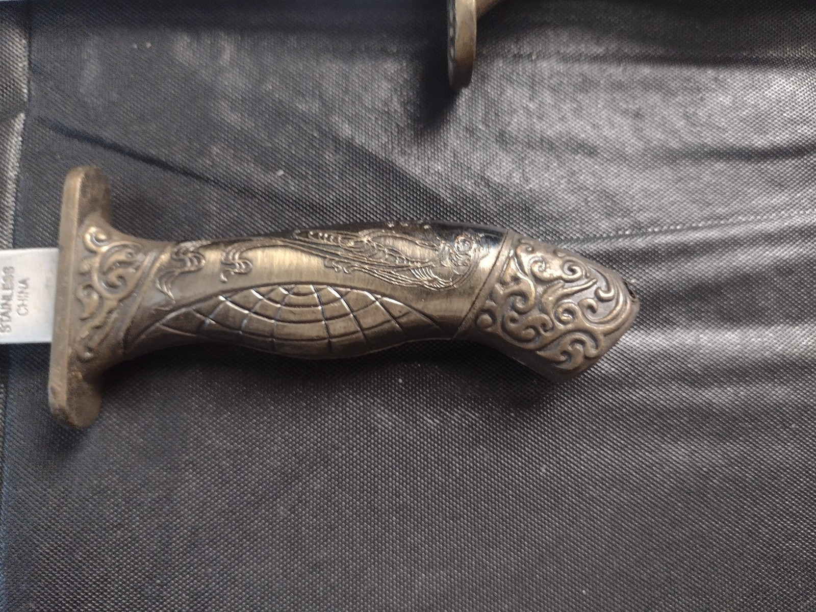 2 Decorative Ornate Brass Handled Dagger Knives with Brass PiggyBack Sheath