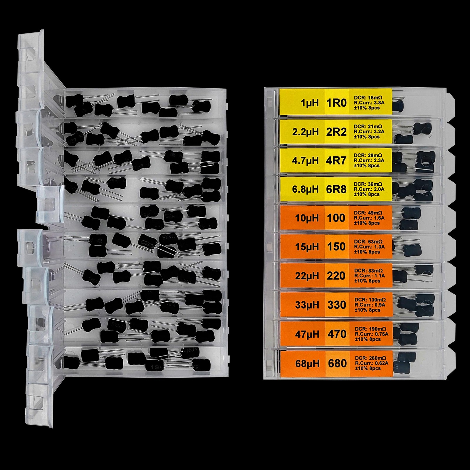 160PCS Inductor Assortment Kit 20 Values 1uH-10mH Radial Power Choke Box Copper