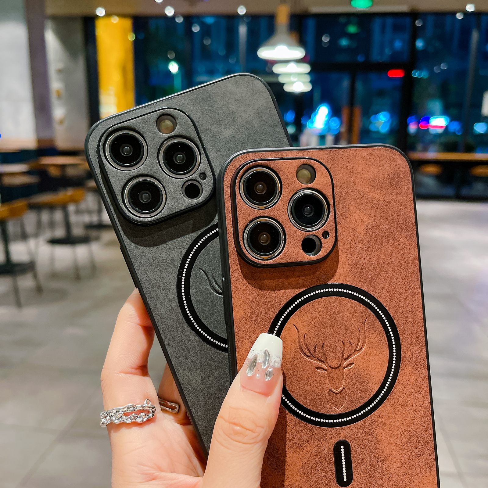 Deer Leather Shockproof MagSafe Case For iPhone 15 14 Plus 13 Pro Max 12 11