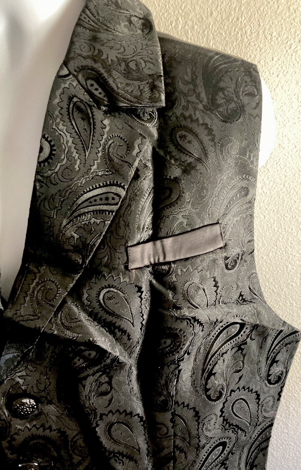 Men's Sz L Black Vest Renaissance Goth Costume Vampire Victorian Steampunk Style