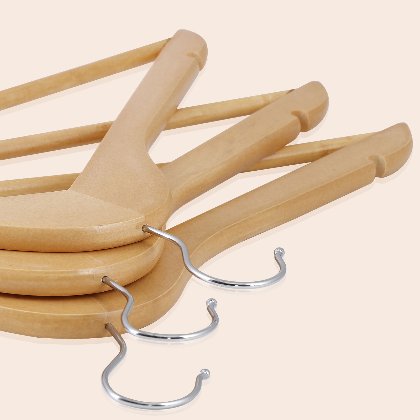 Premium Wooden Hangers 50 Pack Non-Slip Coat Clothes Hangers w/360° Swivel Hook