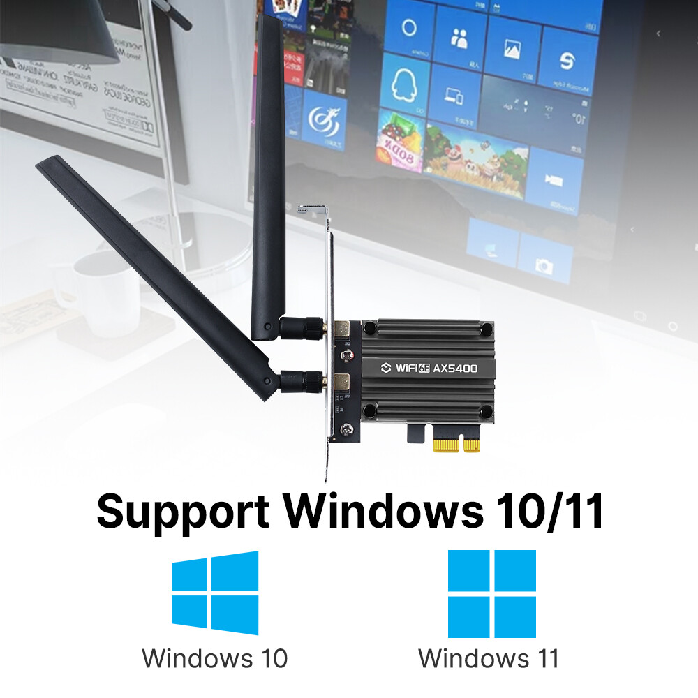 AX5400 WiFi 6E PCIe Card for Gaming Desktop 5400Mbps Tri-Band Bluetooth 5.3 6GHz