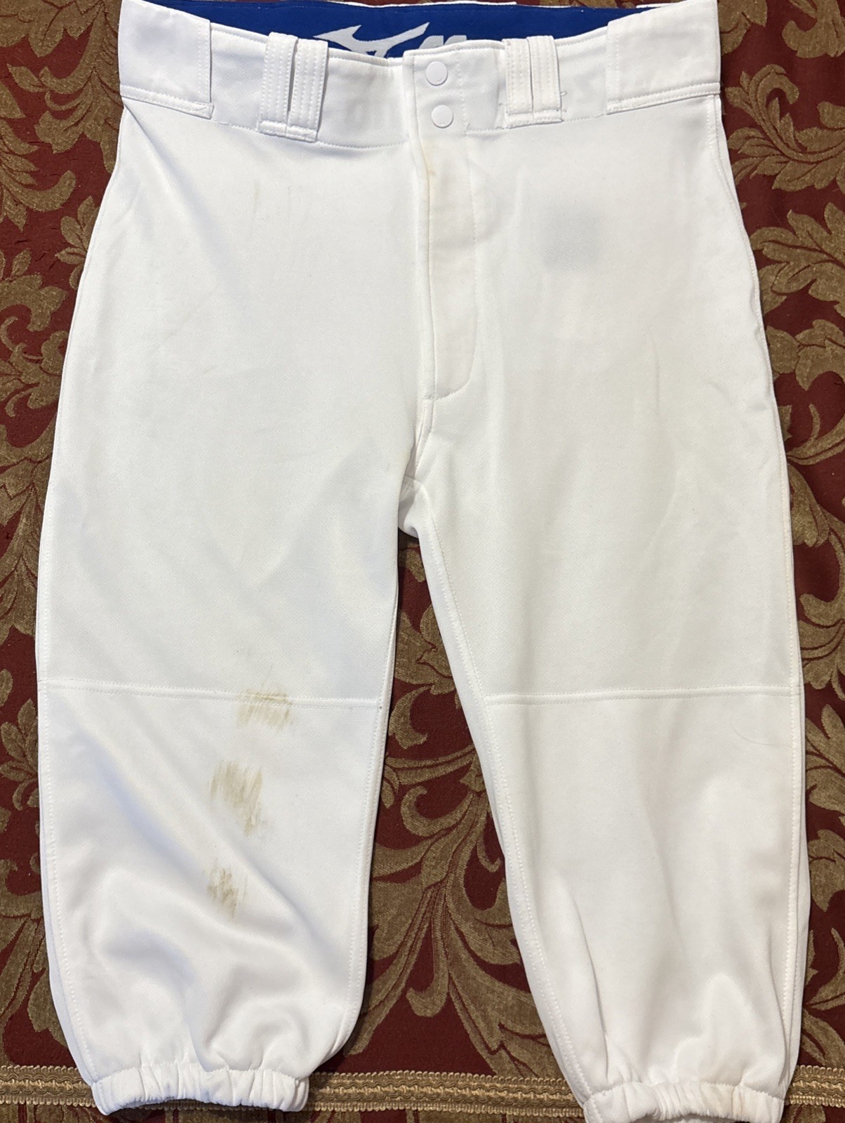 Lot Of 2 MIZUNO Mens Large 17” Inseam White Performance BASEBALL PANTS 1 Practic