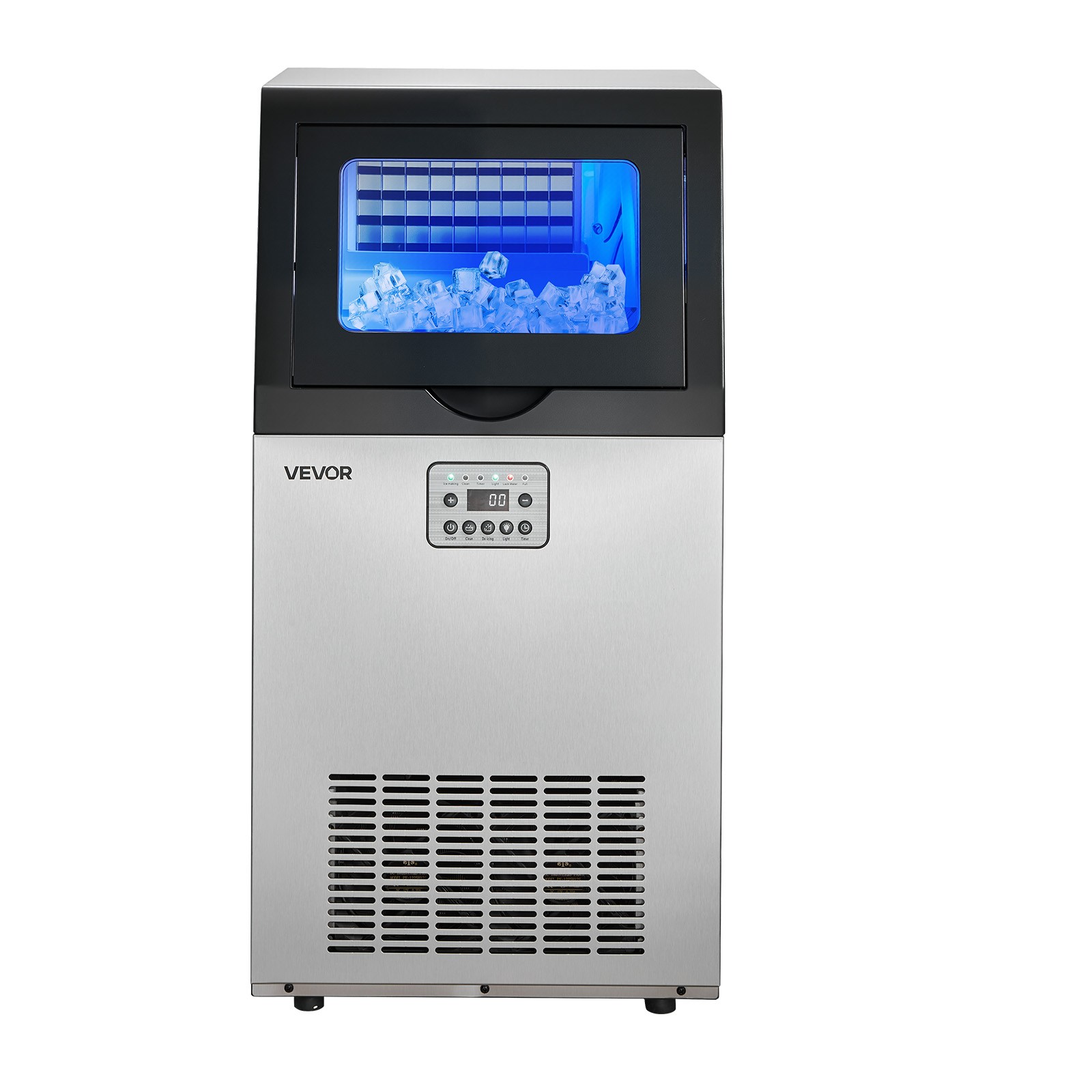 VEVOR Commercial Ice Maker 120 lbs/24h Ice Machine 30 lbs Storage Bar Restaurant