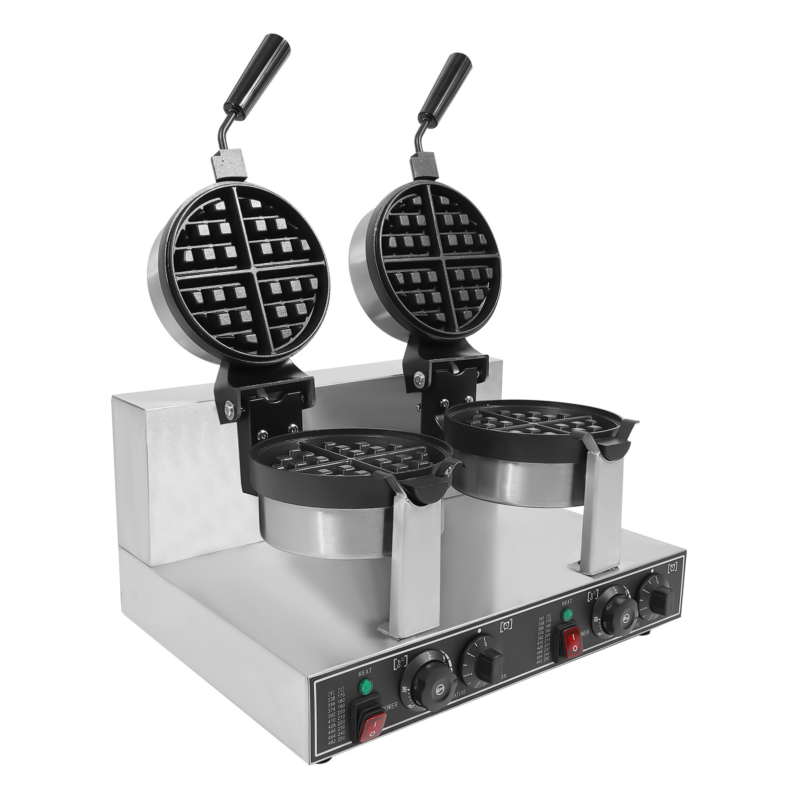 Commercial Dual Head Belgian Waffle Maker Rotating Double Waring Breakfast Maker