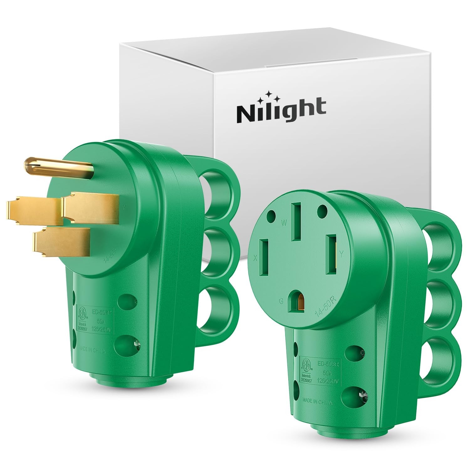 Nilight Rv Plug Adapter 50 Amp RV Male and Female Plug Set 14-50P 14-50R