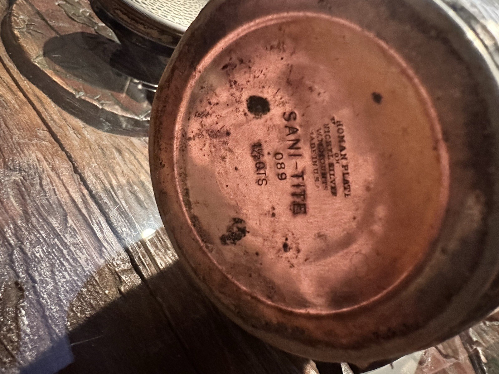 Art Deco Nickel Silver And Silver Plate Cocktail Shaker With Cork -Hand Hammered