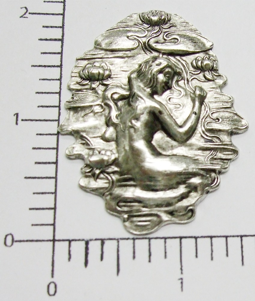 15384 Victorian Mermaid Brass Jewelry Finding Silver Ox