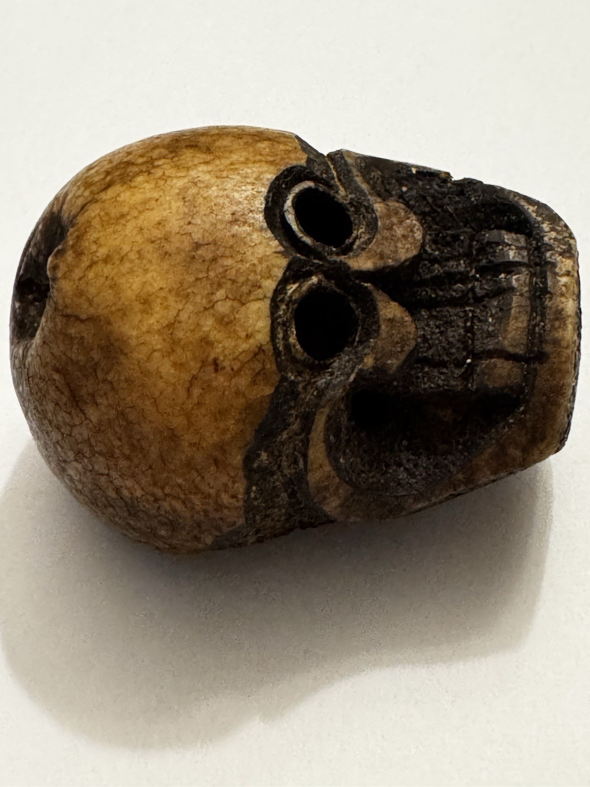 Oddity Hand Carved Tibetan Style Skull Bead Pendant Amulet Charm 2.5”