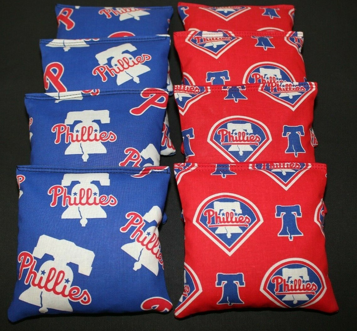 PHILADELPHIA PHILLIES  CORNHOLE BEAN BAGS 8 ACA Reg made w TEAM Fabric