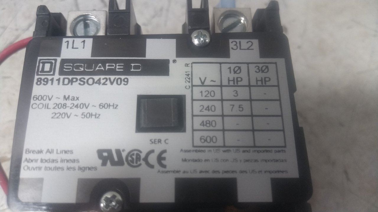 Square D 8911DPSO42V09 208-240VAC Coil Definite Purpose Magnetic Motor Starter