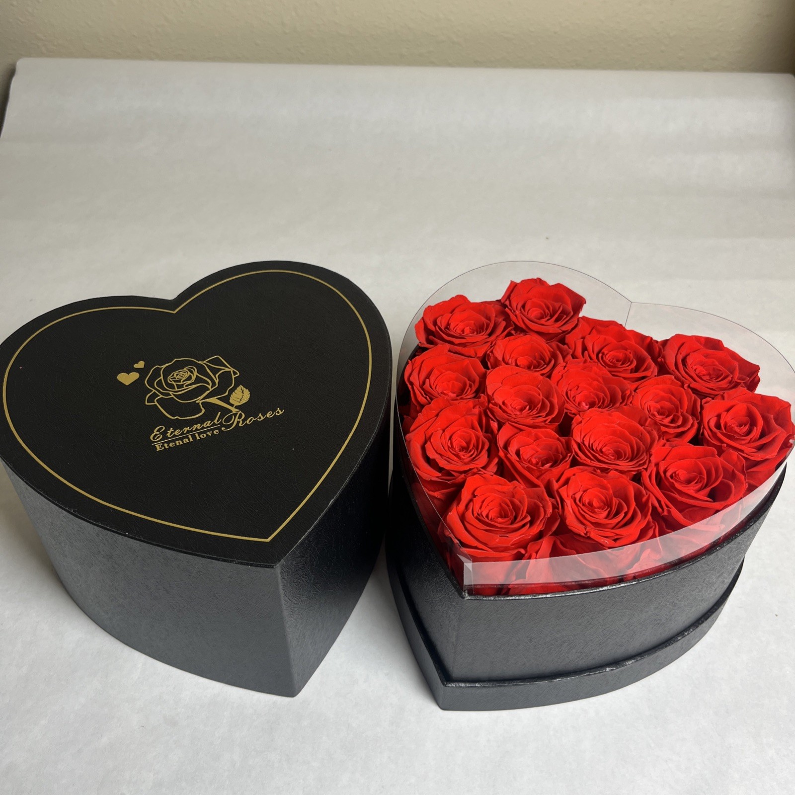 16 Eternal Roses Heart Shape Box, Eternal Preserved Roses Gift for Her