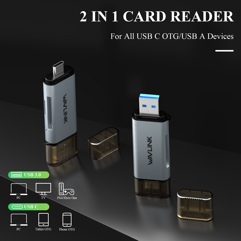 Micro USB OTG to USB A/C Adapter SD/Micro SD Card Reader With Standard USB Male