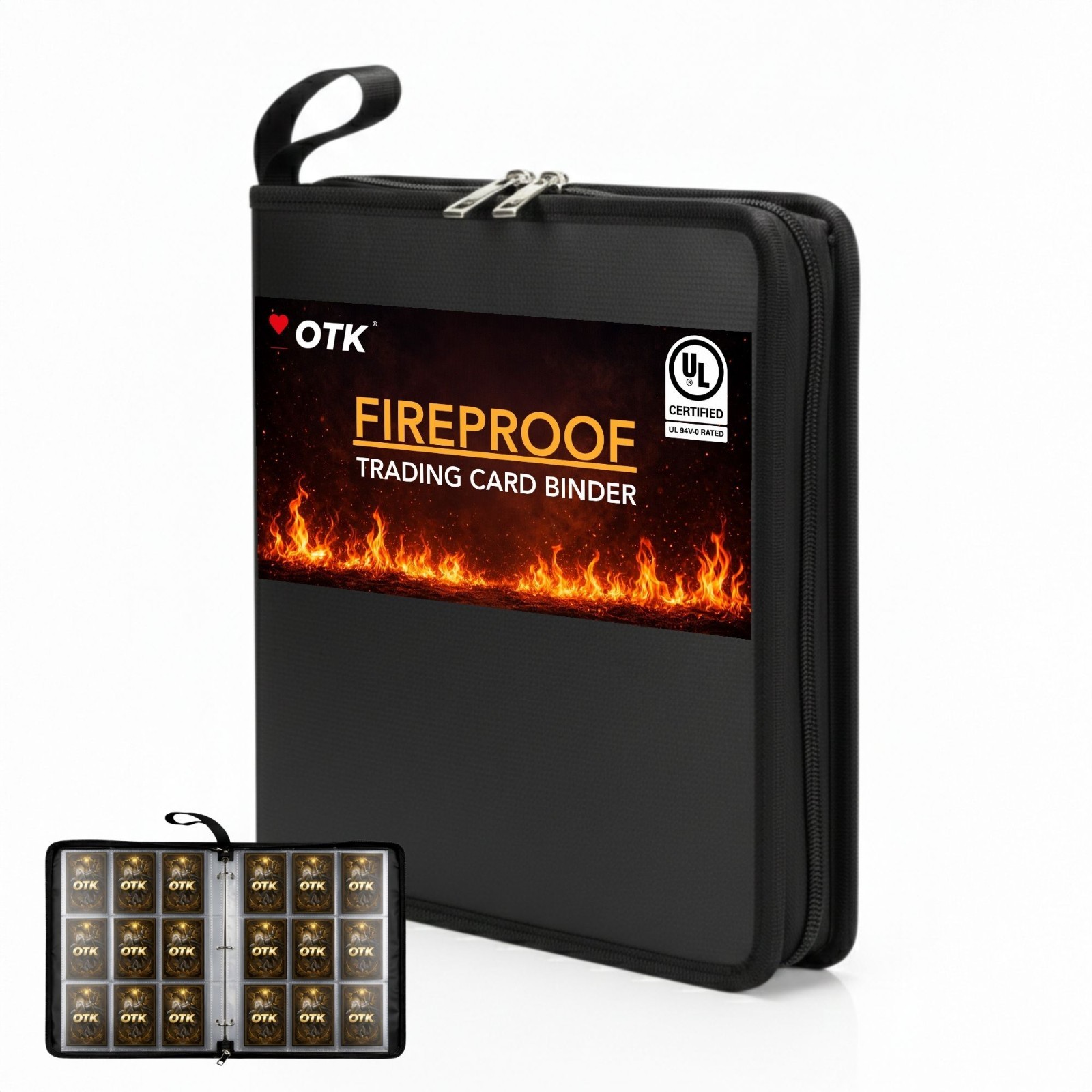 OTK Fireproof  Trading Card Binder 720 Cards 3-Ring Expandable Album