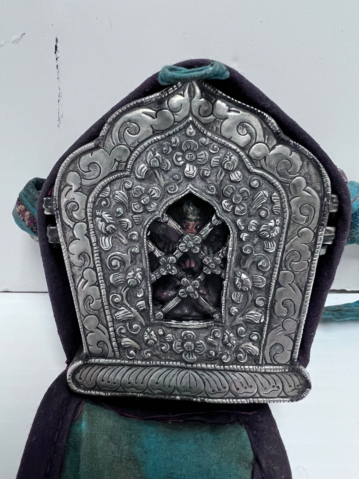 Early 20th Century Large Antique Tibetan Ghau Prayer Box with Three Buddha