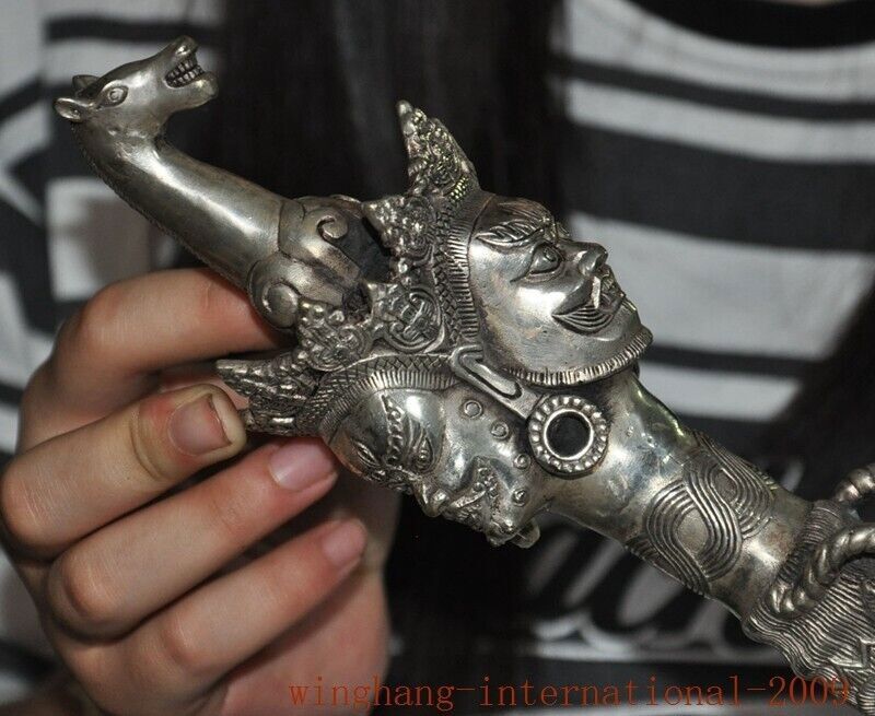 old Tibet Tibetan silver Hayageriva Axe Dorje Phurpa Pestle Vajra Exorcism FaQi