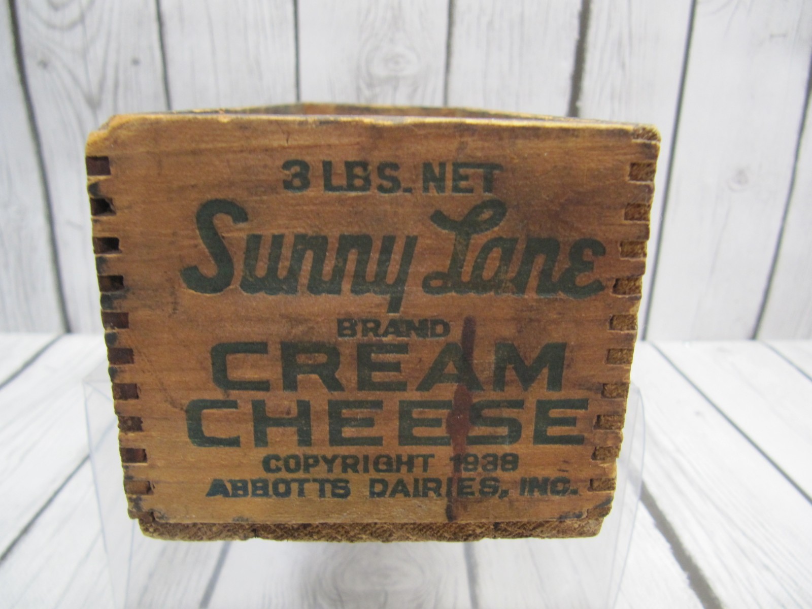 Vintage Sunny Lane Cream Cheese Box Wood 3 LBS Abbots Dairies Philadelphia, PA