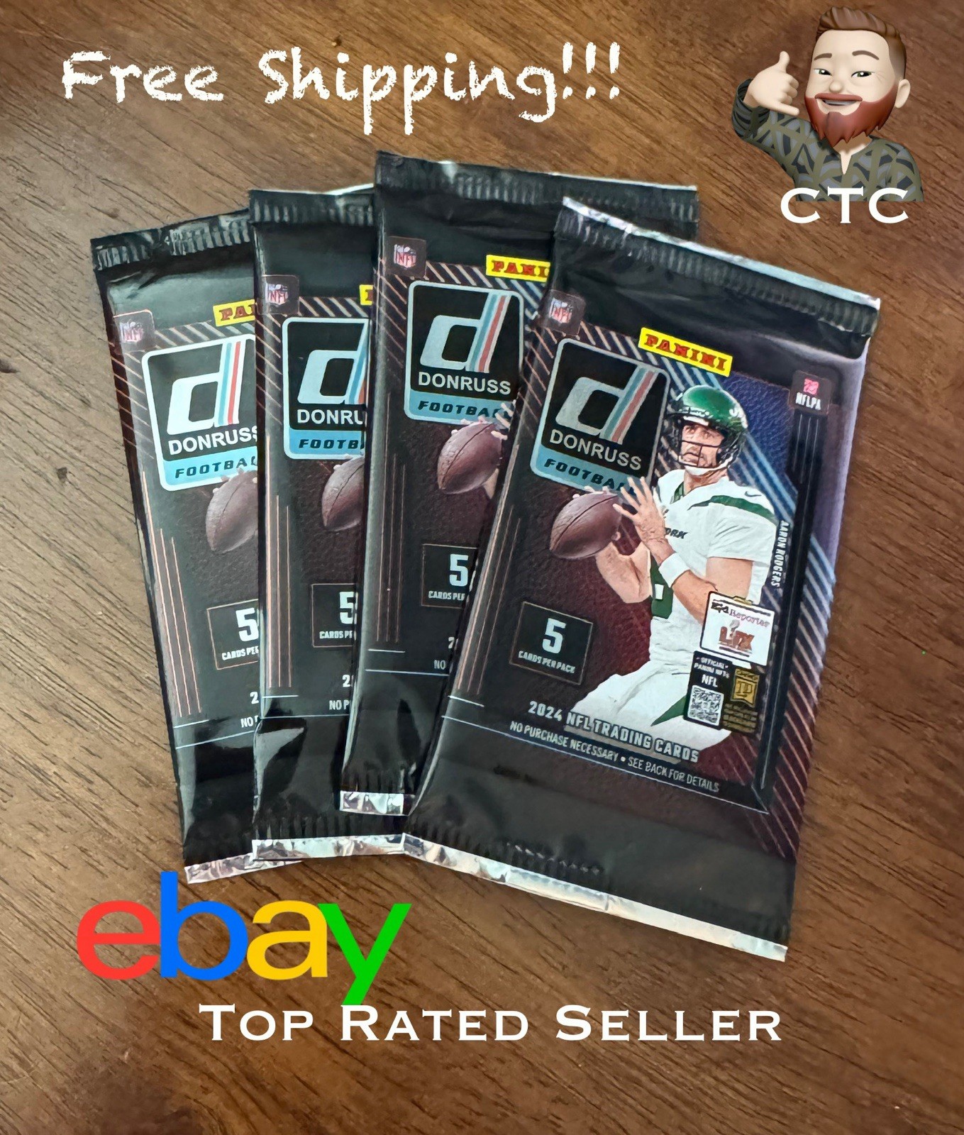 🔥 Lot of 4: 2024 Panini Donruss Football NFL 5 Card Packs New Aaron Rodgers