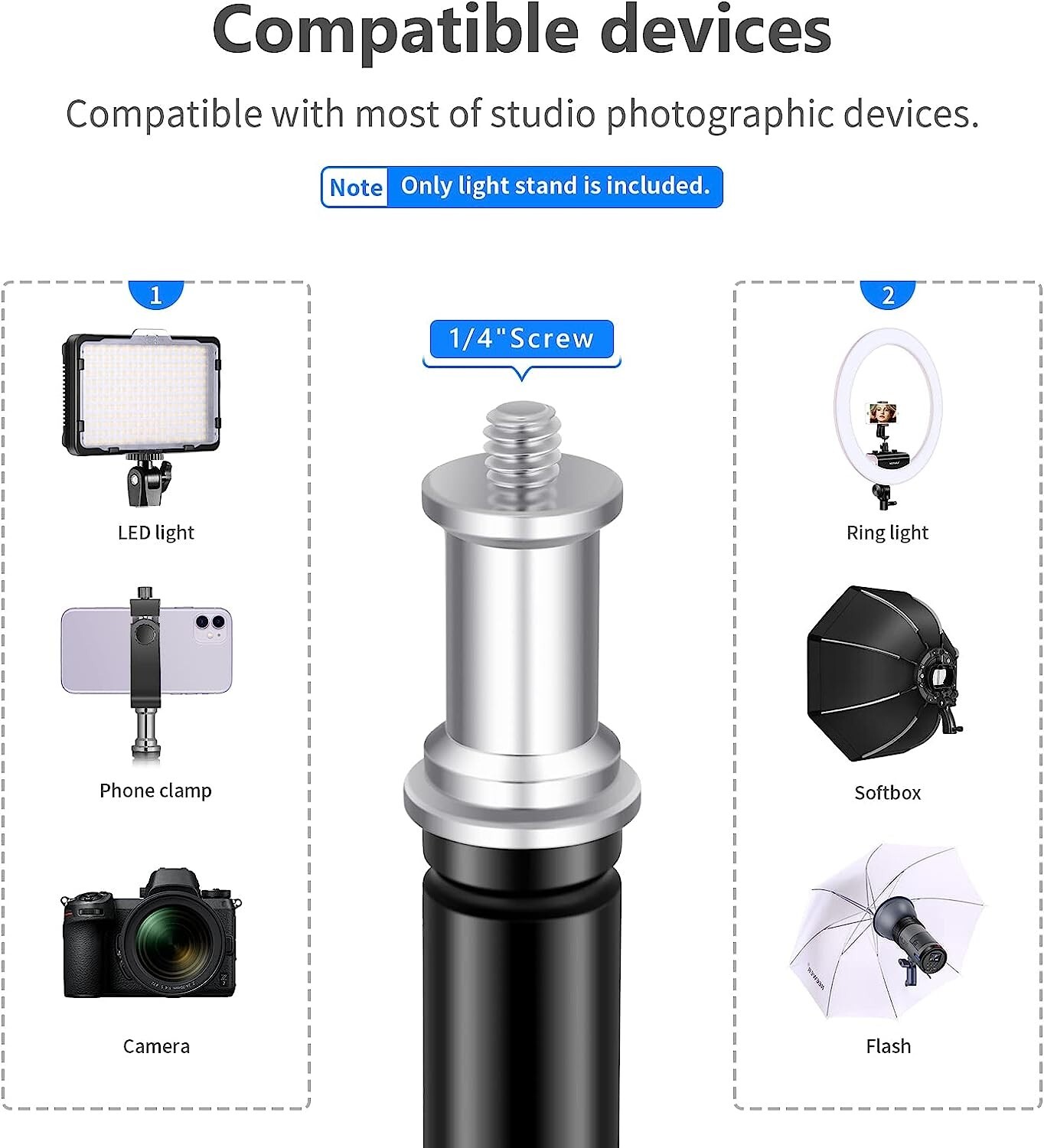 Neewer 190cm Foldable Light Stands for Relfectors Softboxes Lights