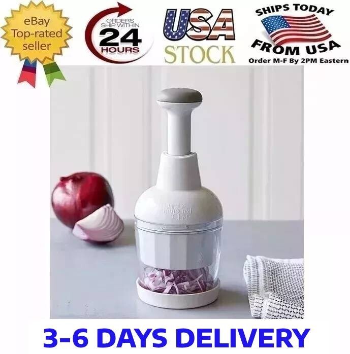 Pampered Chef Push Function Food Chopper - White- FREE SHIPPING FROM USA