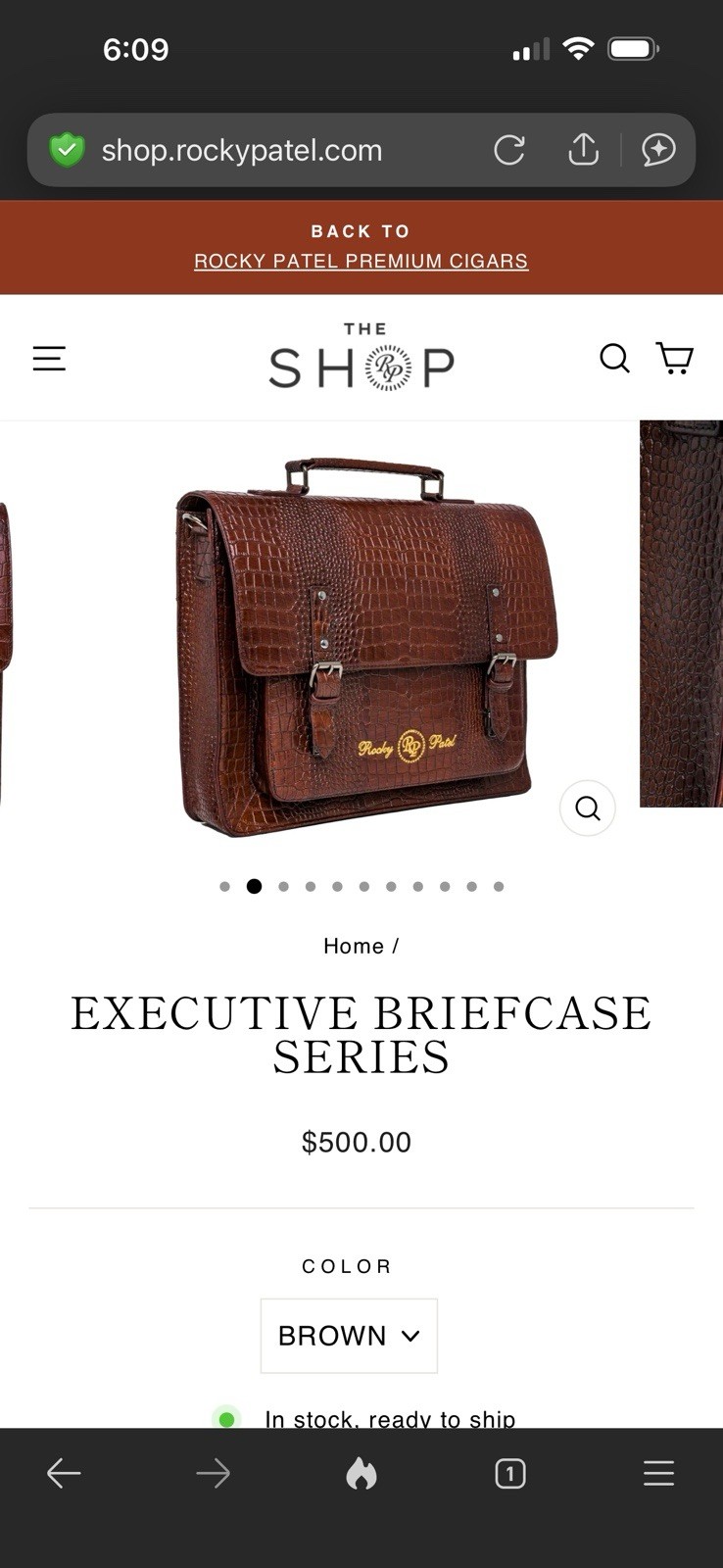 Rocky Patel Party Executive Briefcase – Brown Leather – Brand New