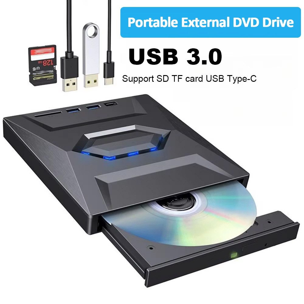 7 in 1 External CD DVD Drive USB 3.0 Writer Burner Player for PC Laptop Windows