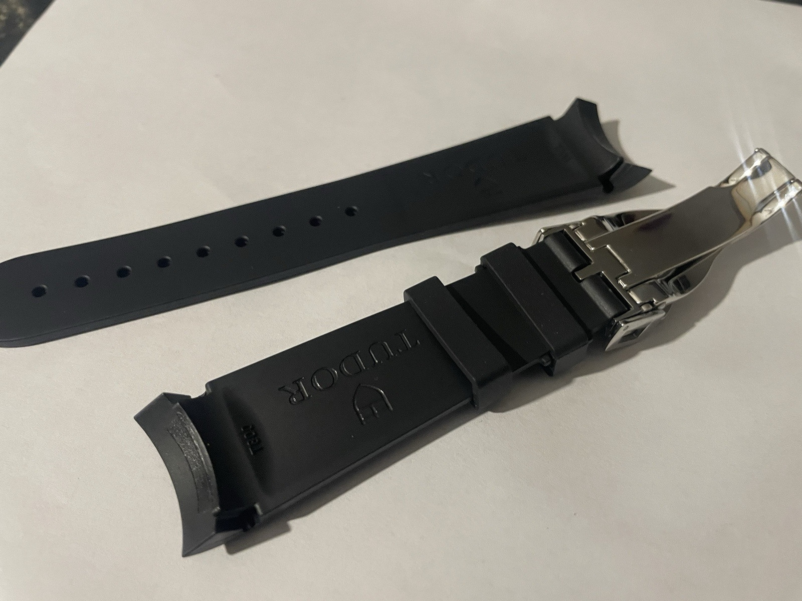 Tudor 22mm Black Rubber Watch Strap Band Fits Black Bay Watches Curved Lugs