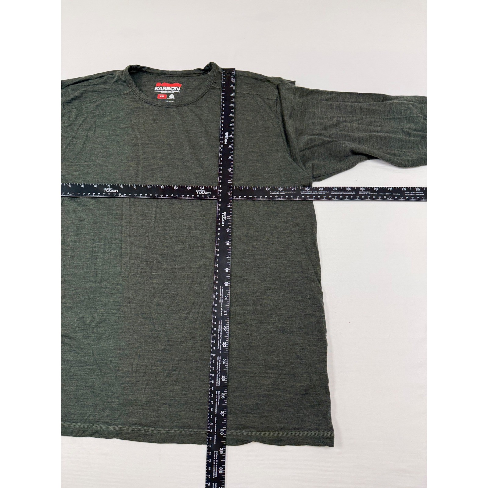 Karbon Shirt Mens 2XL Green Merino Wool Long Sleeve Base Layer Crewneck Top