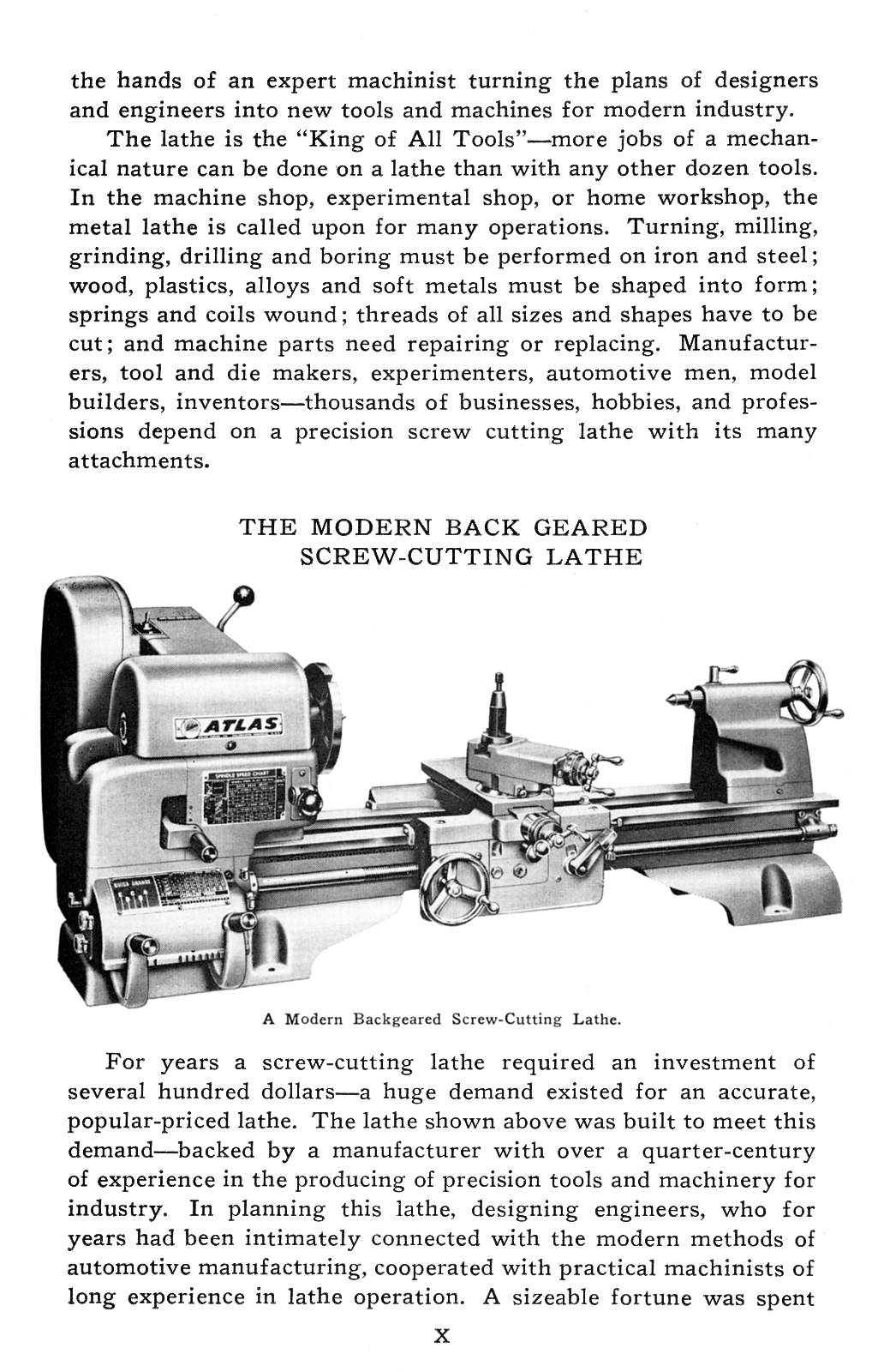 Atlas Craftsman Manual of Lathe Operation Book for 12" Crossfeed Pull-Knob 0034