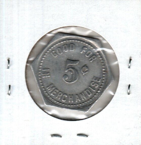 MILWAUKEE WIS - ANDERSEN'S RECREATION PARLOR GOOD FOR 5 CENTS - TRADE TOKEN