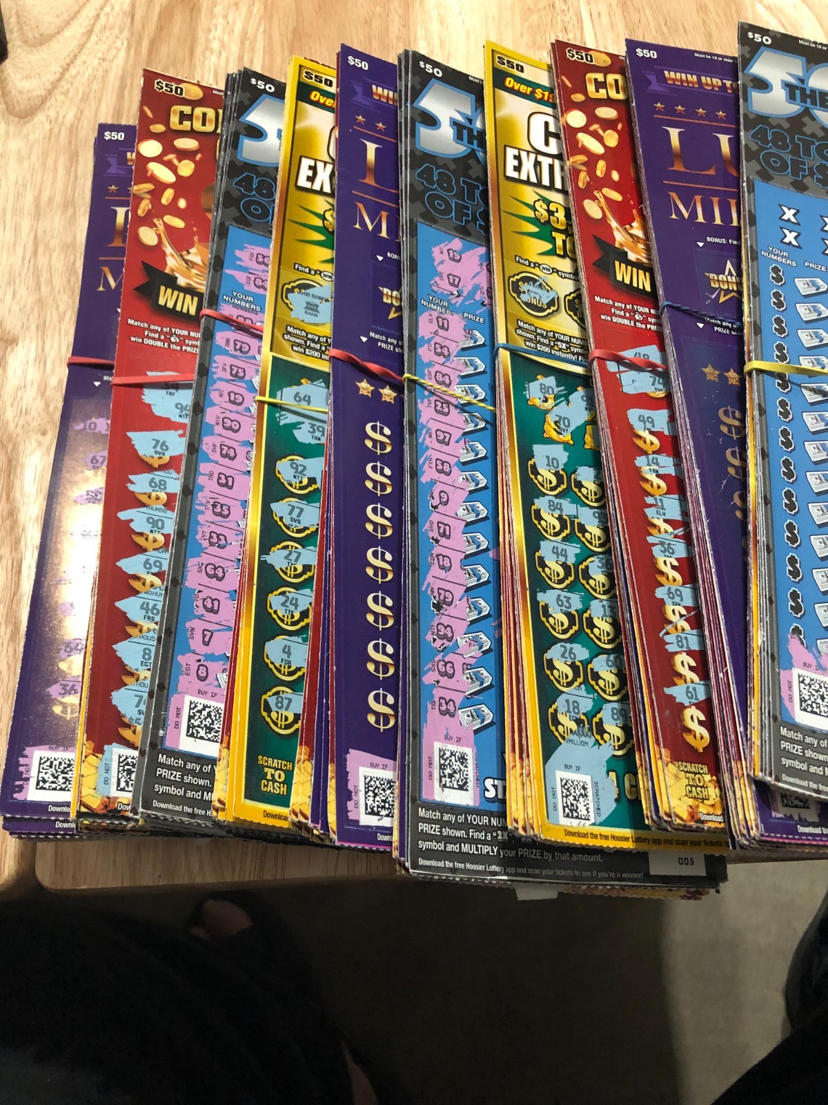 $6,000 Worth of Indiana NON-WINNING used $50 Lottery Scratch off Tickets 2025