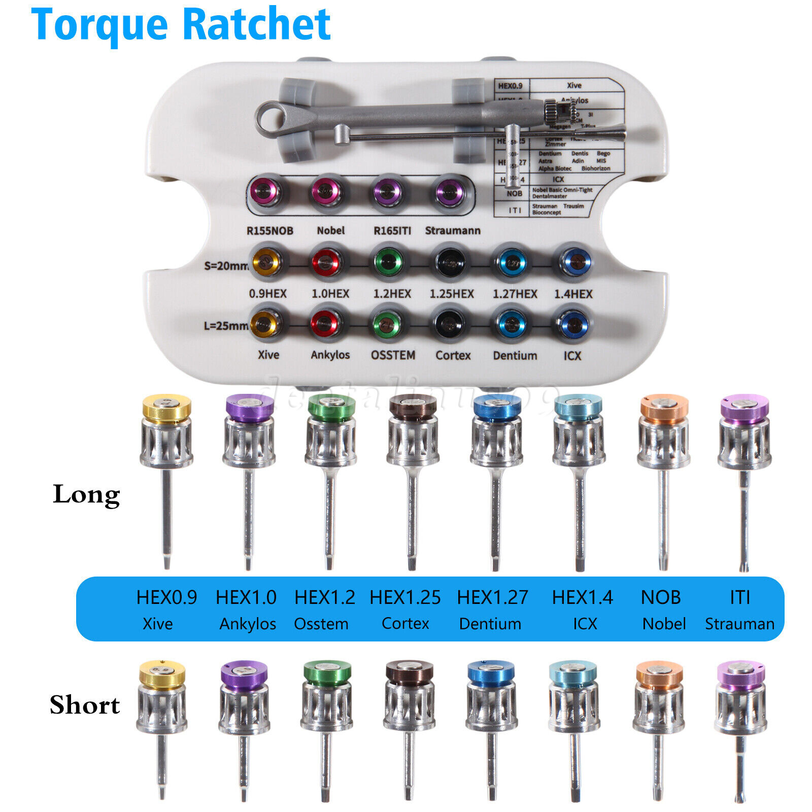 Dental Universal Implant Prosthetic Kit Torque Wrench Screw Drivers Remover +Box