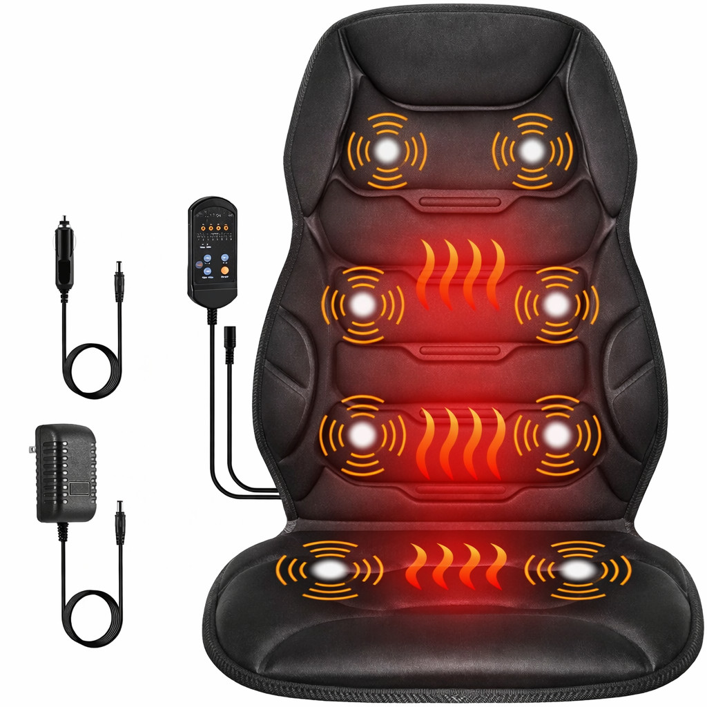 Massage Seat Cushion With Heated Back Neck Body Massager Chair For Home Office