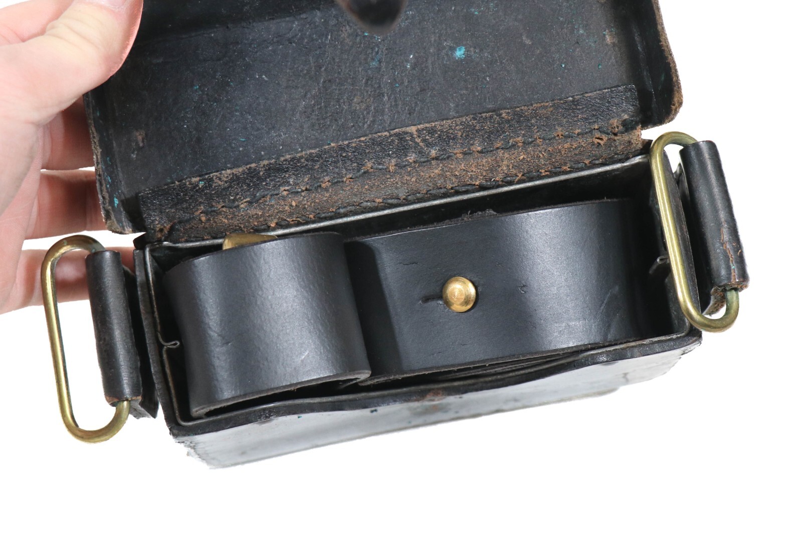 Italian Carabinieri Leather Cartridge AMMO Pouch Carcano w Leather Sling WWII