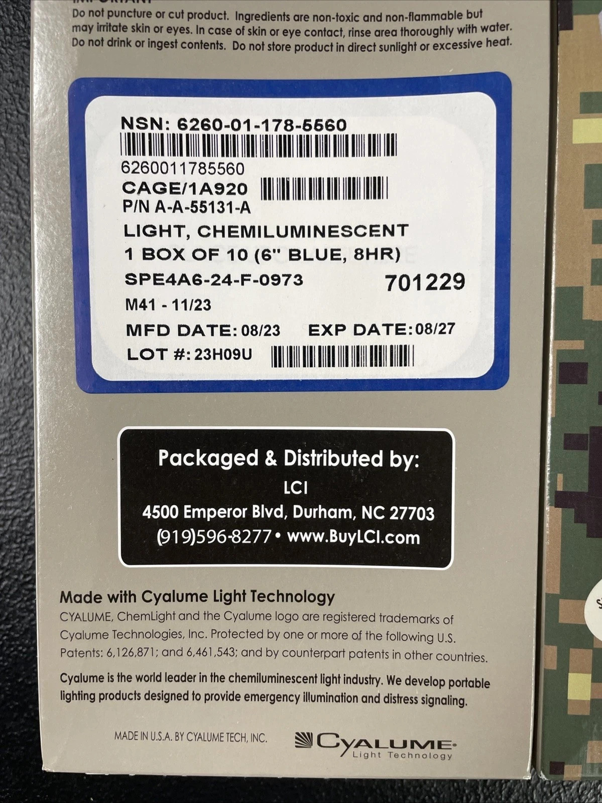 Cyalume 6" Tactical ChemLight - BLUE, 8 Hour (10-Pack)