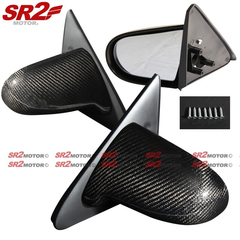 For 92-95 Honda Civic 2/3DR EG Spoon Style Carbon Fiber Manual Side Mirror