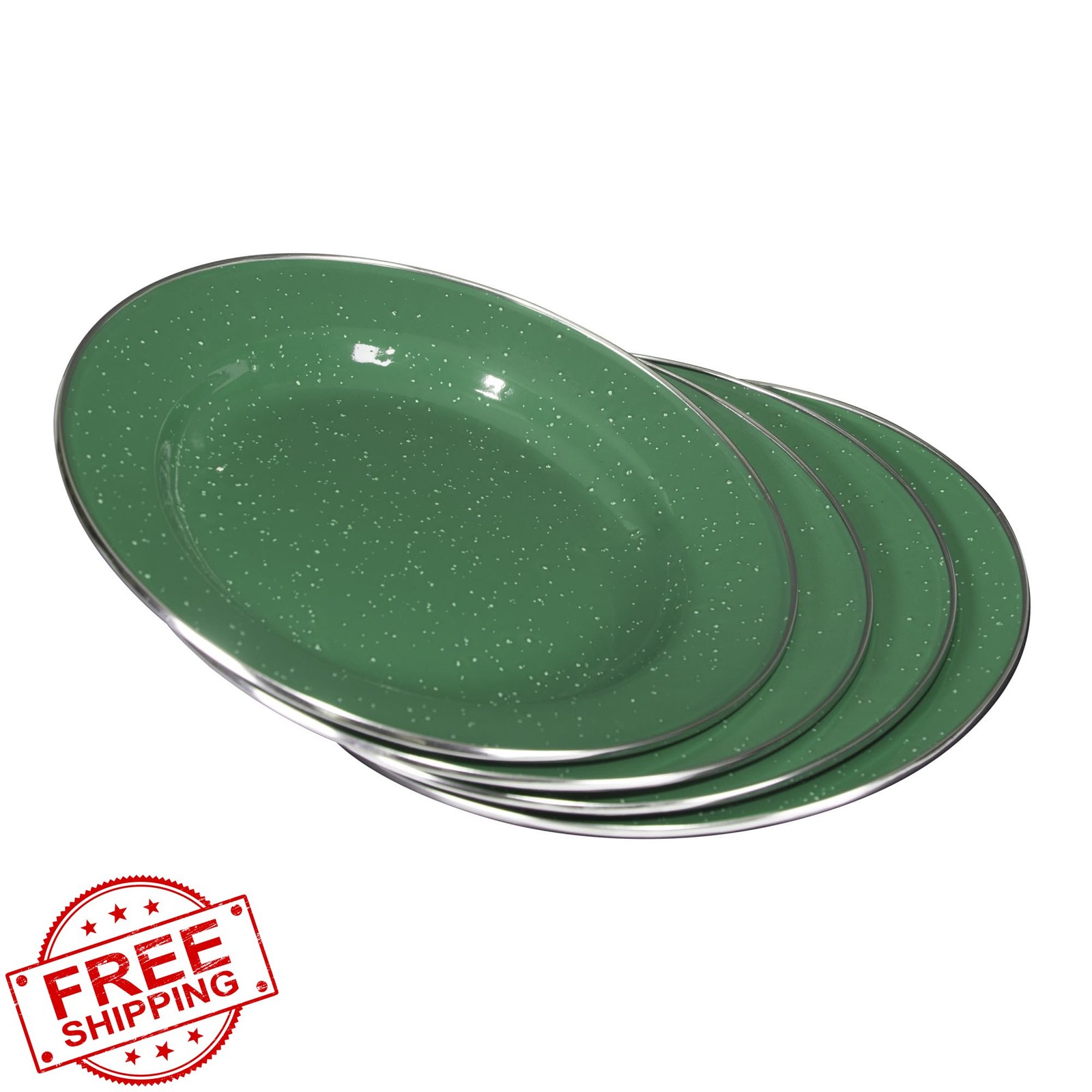 Stansport 24-Piece Enamel Tableware Set Camping Bowls Plates