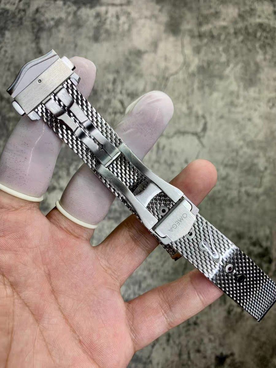 20mm Braided Solid Stainless Steel Mesh Band For Omega Seamaster W. Spring Bars
